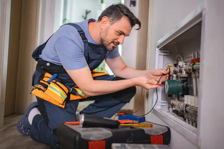Elettricista al lavoro in Lombardia