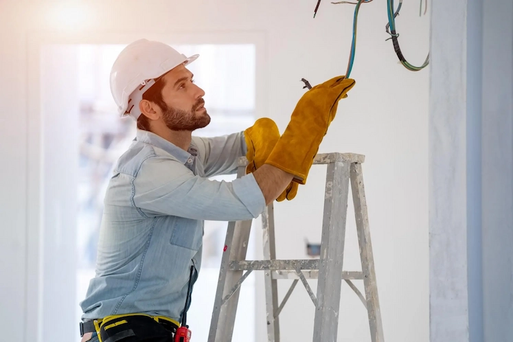Elettricista al lavoro 