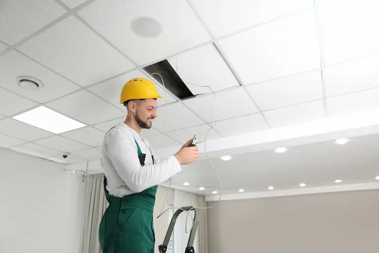 Elettricista al lavoro