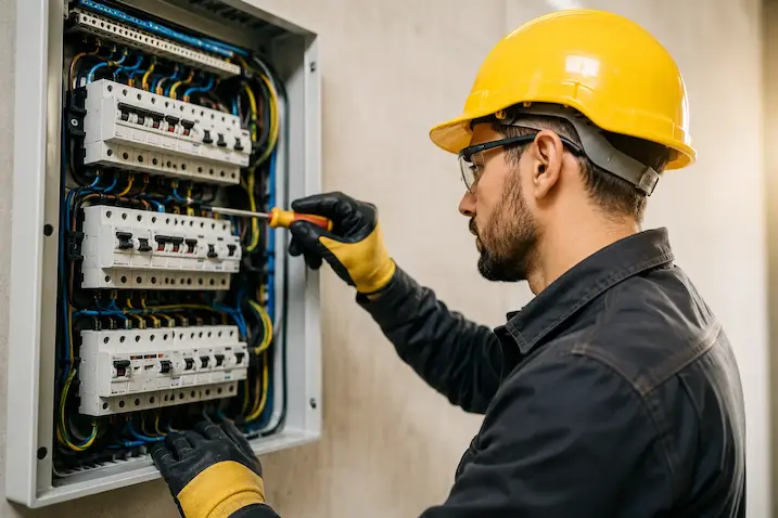 Elettricista al lavoro 