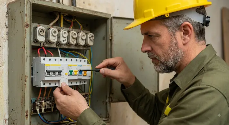 Elettricista al lavoro 